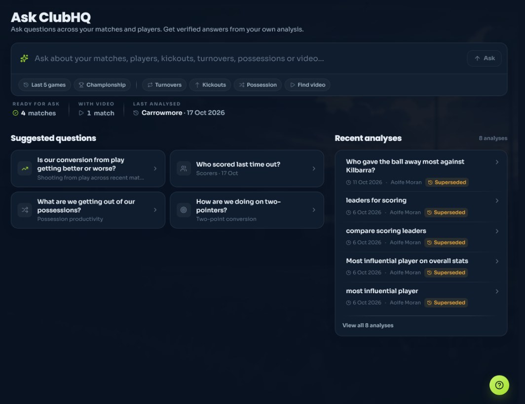Ask ClubHQ: Ask your own games anything.